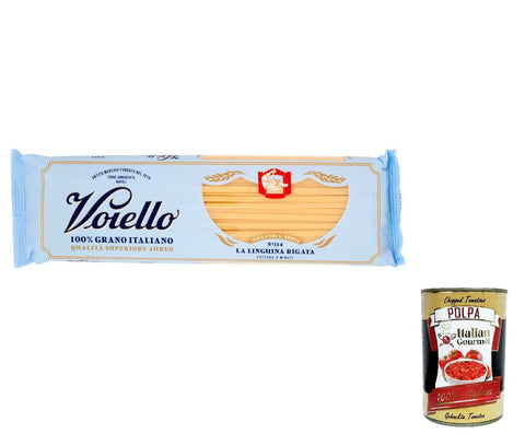 Voiello Pasta Linguina Rigata Lot De 5 Pâtes 100 % Italiennes N114 500 G + Polpa Italian Gourmet Polpa 400 G