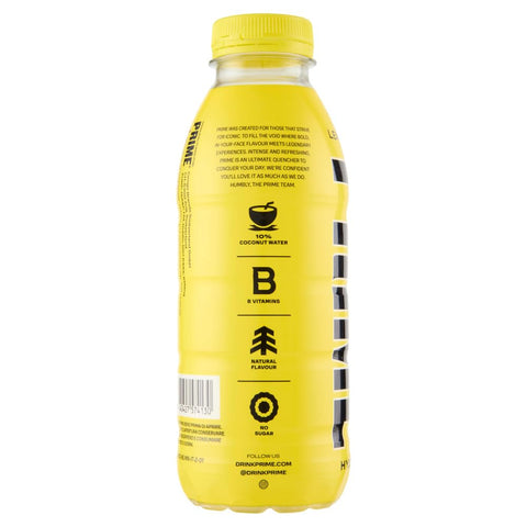 Prime Limone Hydration 12x 500ml Boisson rafraîchissante au citron en bouteille, boisson pour sportifs idéale pour le fitness, l'entraînement, le travail, les études, les voyages et le bureau.