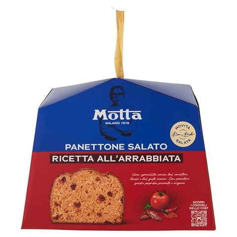 4x Motta Panettone Salato all’Arrabbiata 450g – Aux tomates séchées, poivrons et origan – recette du chef étoilé Bruno Barbieri – spécialité italienne + Italian Gourmet polpa 400g