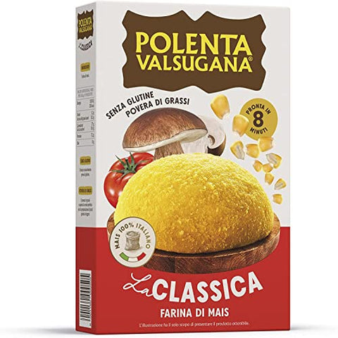 Valsugana, Polenta Jaune Rapide, Paquet De 375 G, Avec Farine De Maïs Cuite À La Vapeur 100 % Italienne, Goût Classique, Prêt En Quelques Minutes, Sans Gluten
