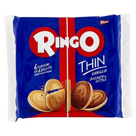 Pavesi Ringo Thin Cacao & Vanilla Flavour Italian Biscuits Cookies (6 X 55 G)
