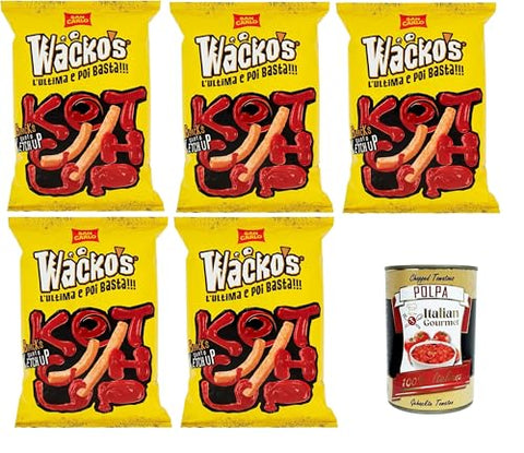San Carlo Wacko's Blacks Chips Ketchup Saveur Ketchup « L'ultima E Poi Basta », 5 X 40 G, Sans Gluten, Italian Gourmet Polpa, 400 G