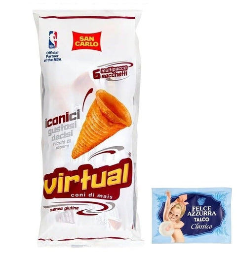 San Carlo Snack Virtual Lot De 12 Sachets De Pommes De Maïs Patatine 132 G Chaque Paquet Contient 6 Sachets De 22 G + 1 Sachet De Talc Felce Azzurra Gratuit, Sachet De 100 G