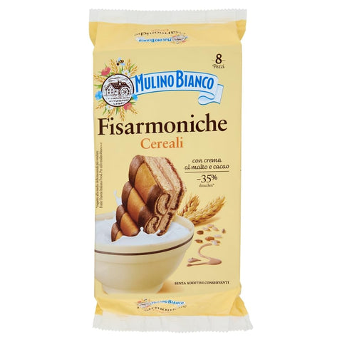 9x Mulino Bianco fisarmoniche ai cereali Goûter crémeux naturellement fourré à la crème de malt d'orge et au cacao 9x 296 g