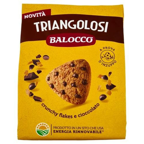 Balocco Triangolosi Biscuits triangulaires au chocolat croquants, 12 x 350 g, avec des éclats croquants et du chocolat