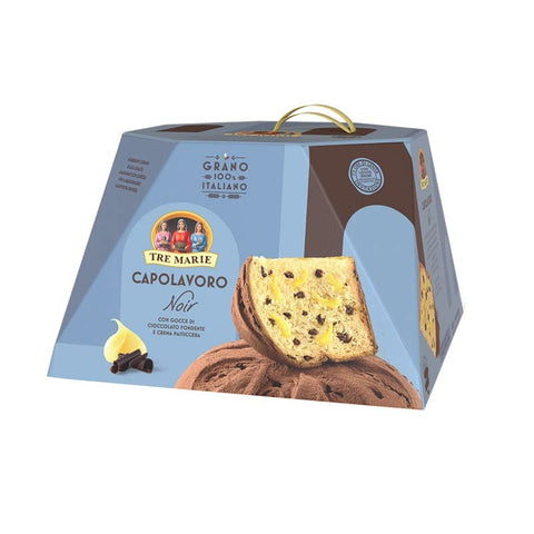 Tre Marie Panettone Capolavoro Noir Avec Pépites De Chocolat Extra Foncées Et Sauce Vanille 830 G