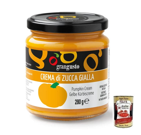 Grangusto Crema Di Zucca Gialla, Crème De Citrouille Jaune, Légumes D'italie, Idéal Pour La Préparation De Risottos Et Pâtes, Pot De 280 G + Boîte Italienne Gourmet Polpa Di Pomodoro 400 G