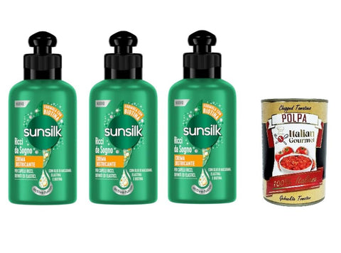 Sunsilk, Crema Districante Ricci Da Sogno Dream Curl Lot De 3 Crèmes Démêlantes 200 Ml + Polpa Italien Gourmet 400 G