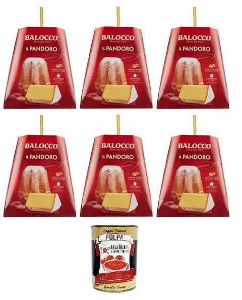 Balocco Il Pandoro Classico Dessert De Noël Italien Traditionnel – Gâteau De Noël Doux Et Délicat Avec Sucre En Poudre 6 X 1 Kg + Italian Gourmet Polpa 400 G