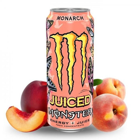 48x Monster Energy Monarch Boisson énergisante caféinée au goût fruité de pêche et de nectarine, en canettes individuelles pratiques de 500 ml