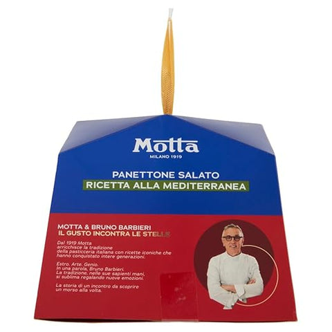 4x Motta Panettone Salato Mediterran 450g – Au citron confit de Sicile, tomates, graines de fenouil et origan – recette du chef étoilé Bruno Barbieri – une délicatesse italienne+ Italian Polpa 400gr