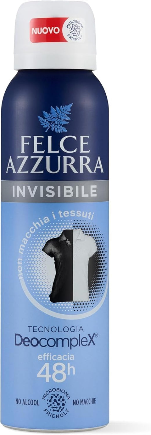 Felce Azzurra Invisible Deo Spray 48h – Déodorant sans alcool, résistant aux taches et respectueux du microbiome, avec la technologie Deo Complex, 3x150 ml
