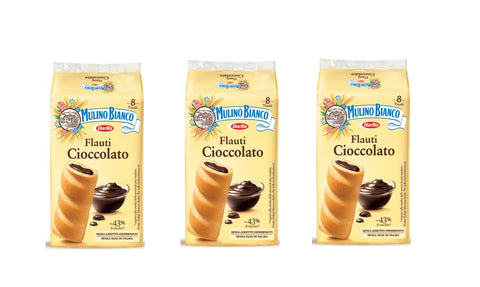 Mulino Bianco Flauti Lot De 3 Éponges À Gâteau Avec Chocolat 8 X 35 G