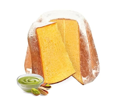 3x Sicilyum Pandoro al Pistacchio à la crème de pistache de Sicile – – Y compris la crème de pistache dans le sac combustible – 800 g de Pandoro + 200 g de crème de pistache
