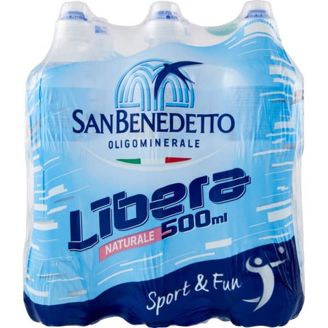 San Benedetto Acqua Naturale Libera Lot De 6 Bouteilles D'eau Oligominérale En Pet Jetables 500 Ml + Polpa Di Pomodoro 400 G