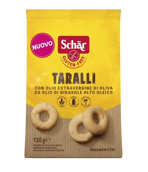 Schär Gluten Free Taralli Avec Huile D'olive Extra Vierge Et Huile De Tournesol Collation Salée Sans Gluten 120 G Sachets D'apéritif Parfait