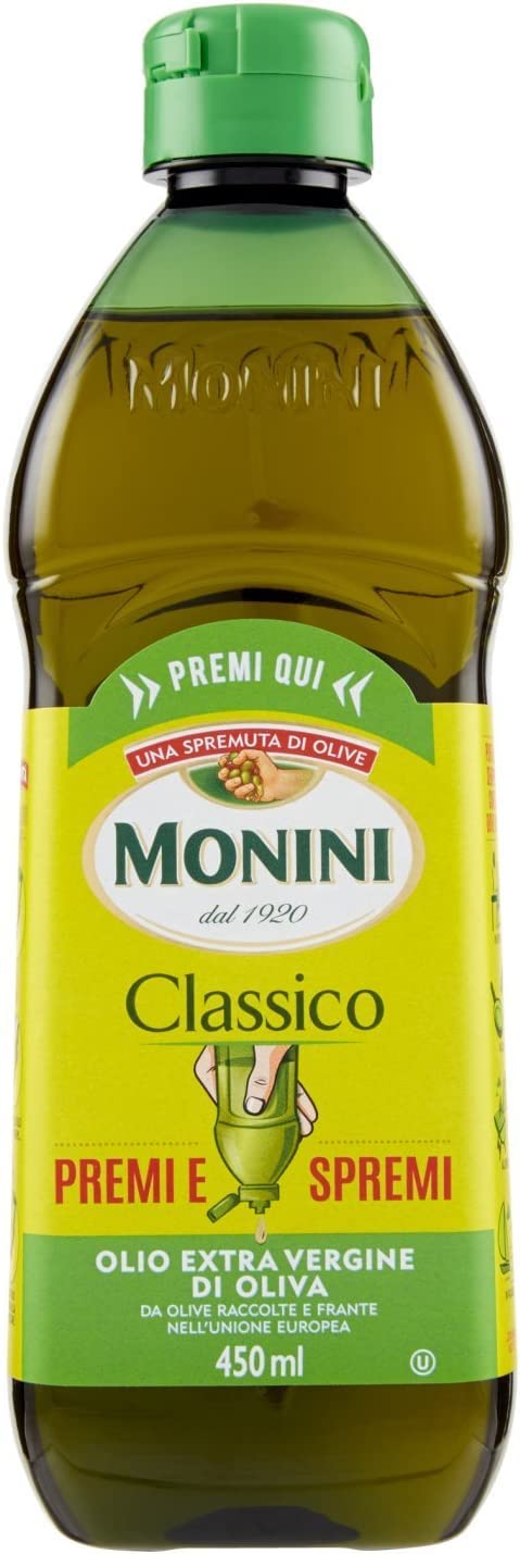 Monini Classico Premi E Spremi Olio Extra Vergine Di Oliva Squeeze Huile D'olive Vierge Extra Pet 450 Ml