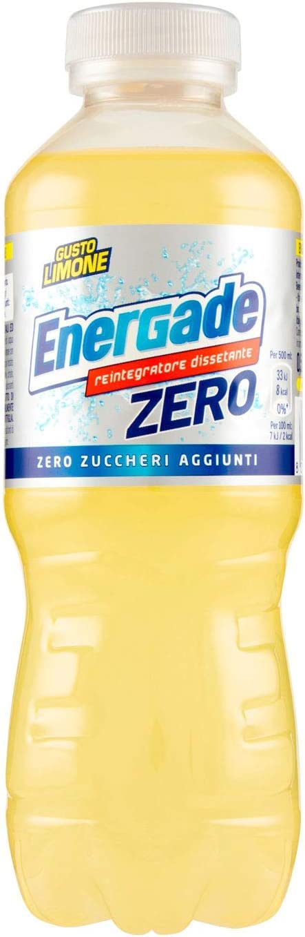 24 X Energade Zéro Citron Vert Bevanda Energetica Sans Sucre Citron Boisson Énergisante Sans Sucre 0,5 Lt