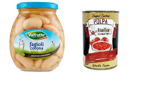 Valfrutta Fagioli Corona, Haricots Italiens, Légumineuses, Haricots Cuits, Verre 360 G + Italian Gourmet Polpa Di Pomodoro Boîte De 400 G