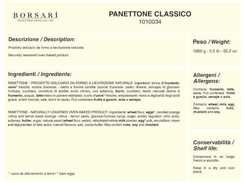 Borsari Panettone In Latta Merry Christmas Joyeux Noël ! Panettone en boîte de 1 kg