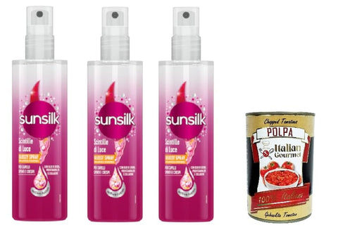 Sunsilk Scintille Di Luce Glossy Spray Per Capelli Spenti E Crespi Lot De 3 Sprays Scintillants Légèrement Brillants Pour Cheveux Ternes Et Crépus 200 Ml + Polpa Italien Gourmet 400 G