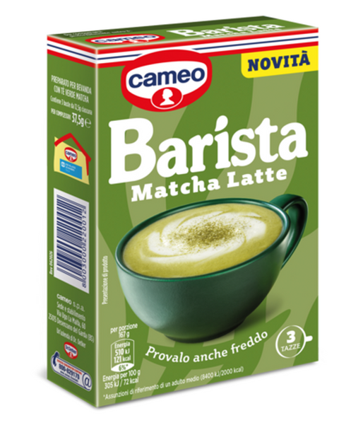 3x Cameo Ciobar Barista Matcha-Latte Préparation pour boisson au thé vert Matcha 37,5g  + italian gourmet polpa 400g