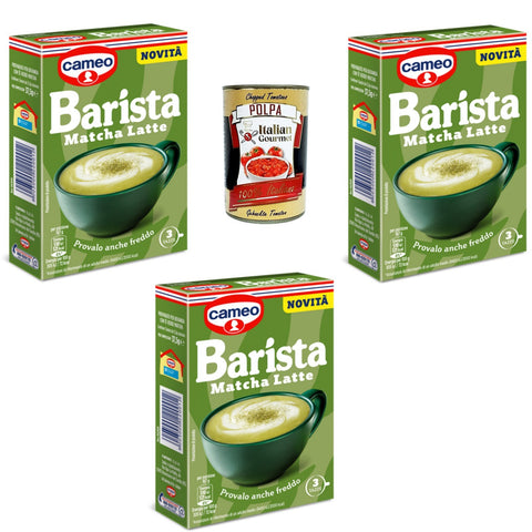 3x Cameo Ciobar Barista Matcha-Latte Préparation pour boisson au thé vert Matcha 37,5g  + italian gourmet polpa 400g