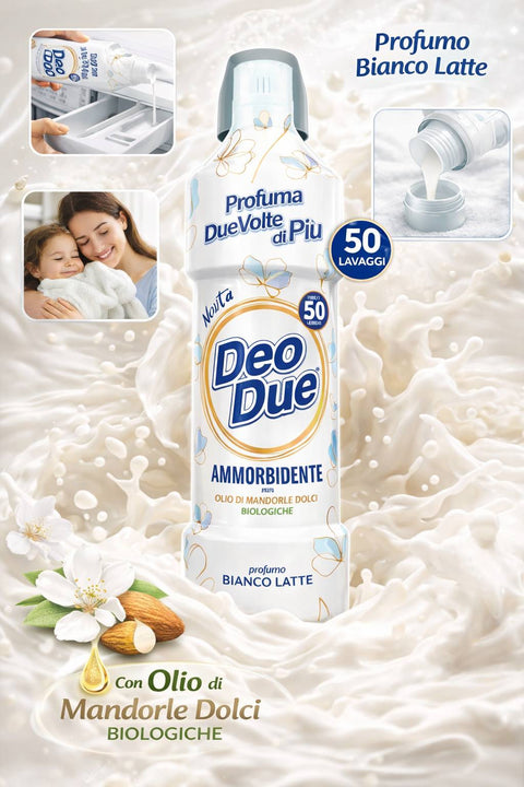 3x Deo Due – Ammorbidente essenza di Bianco Latte, Adoucissant textile 1L