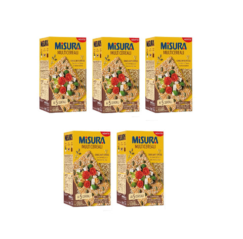 5x Misura Multicereali cracker croccanti ai 5 cereali con semi di zucca, sesamo e quinoa Craquelins croustillants aux 5 céréales avec graines de citrouille, graines de sésame et quinoa 200gr