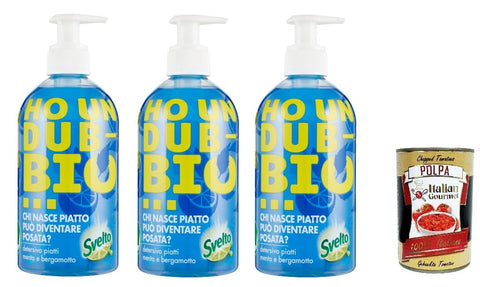 Svelto Lot De 3 Bouteilles De Liquide Vaisselle Mint & Bergamot, Édition Limitée, Parfum Menthe, Parfum Agrumes, Bouteille Pratique Avec Bouchon Distributeur, 450 Ml + Italian Gourmet Polpa 400 G
