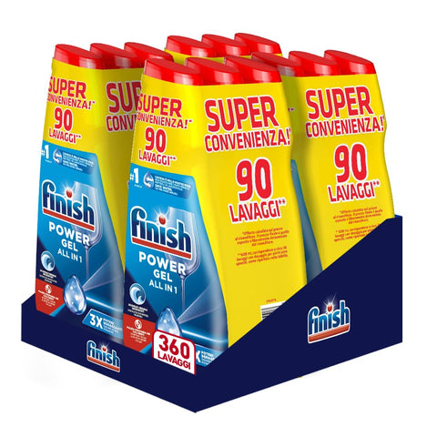 Finish Powergel Fresh Lave-Vaisselle 360 Lavages, Gel Lave-Vaisselle 600 Ml (Lot De 12)