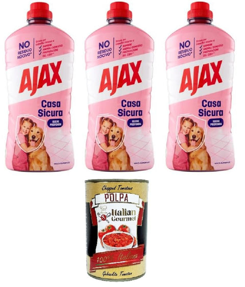 Ajax Casa Sicura Lot De 3 Nettoyants Pour Sols Hygiéniques En Profondeur 950 Ml + Italian Gourmet Polpa Di Pomodoro