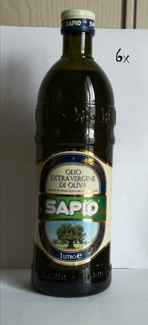 Sapio Olio Extra Vergine Di Oliva Lot De 6 Bouteilles D'huile D'olive Extra Vergine 1000 Ml