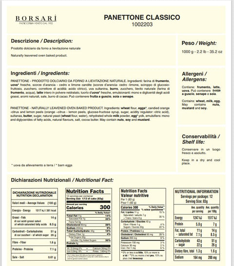 3x Borsari Panettone classique en sachet de 1 kg