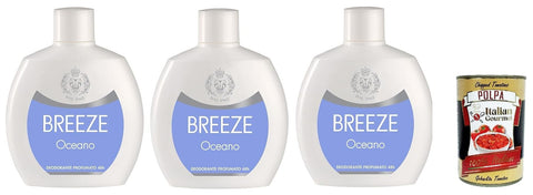 Breeze Oceano Squeeze Déodorant Sans Gaz Et Sans Sels D'aluminium Déodorant Parfumé 48h 3 X 100 Ml + Italian Gourmet Polpa 400 G