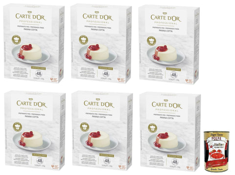 Lot De 6 Mélanges De Poudre Professionnelle Carte D'or Pour Panna Cotta Crème Sans Gluten 520 G + Italian Gourmet Polpa Di Pomodoro Boîte De 400 G