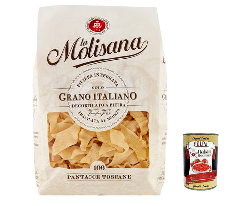 La Molisana Pantacce Toscane N. 106 Pasta Lenta Lavorazione Lot De 5 Pâtes En Semoule De Blé Dur Bronze 500 G + Polpa Italian Gourmet Polpa 400 G