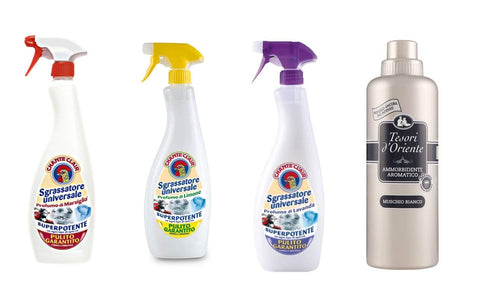 Tesori D'oriente Adoucissant D'amorbidente Musc Blanc (1 X 750 Ml) – Dégraissant Universel Chanteclair Sgrassatore (3 X 625 Ml)