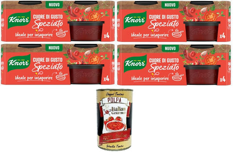 Knorr Cuore Di Gusto Lot De 4 Cœurs Spéciaux, Au Goût Épicé, Idéal Pour L'assaisonnement, 4 X 104 G + Italian Gourmet Polpa 400 G