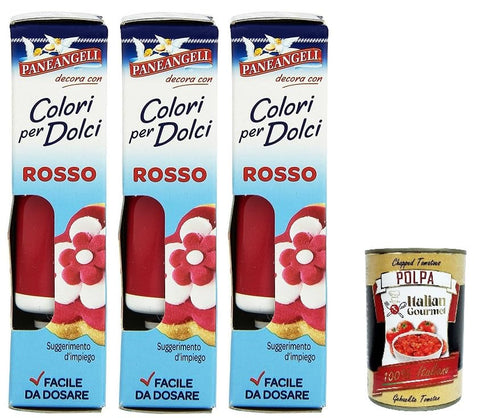 Lot De 3 Tubes De Couleurs Paneangeli Pour Bonbons Rouges Un Tube Pratique Pour Colorer Des Bonbons Pour De Superbes Décorations. 10 G + Polpa Gastronomique Italien 400 G