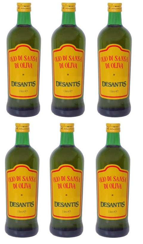 De Santis Olio Di Sansa Pomace Lot De 6 Bouteilles D'huile D'olive Idéale Pour La Cuisson 1 L