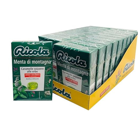 Ricola Caramelle alle erbe alla menta di montagna Pastilles à la menthe des montagnes suisses, sans sucre – 20 x 50 g