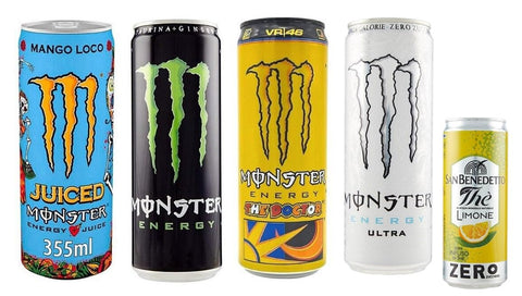 Lot De 48 Boissons Énergisantes Rafraîchissantes Sans Alcool, Boîte Jetable De 355 Ml + 1 Boîte De Thé Glacé San Benedetto Au Citron Sans Sucre, 330 Ml