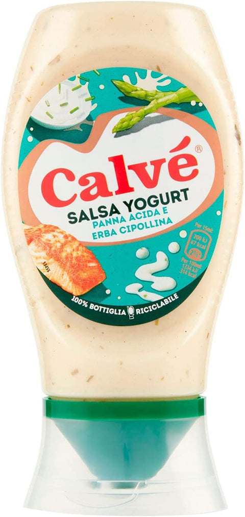 Lot De 3 Yaourts Calvè Salsa, Con Panna Acida Ed Erba Cipollina, Sauce Au Yaourt Avec Crème Sure Et Ciboulette 240 Ml
