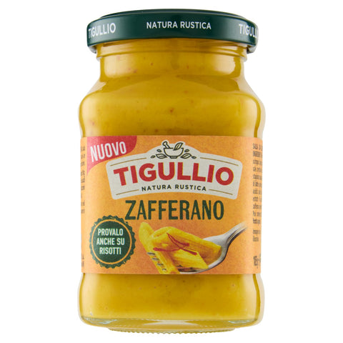Tigullio Pesto Zafferano 6x190g –  Sauce crémeuse au safran sans gluten : une saveur italienne authentique pour les pâtes et bien plus encore.