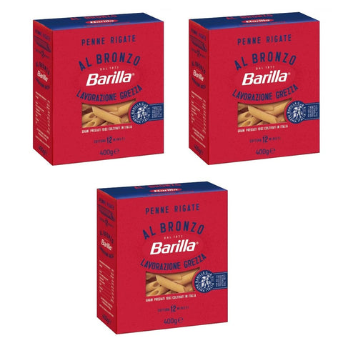 Barilla Penne Rigate Al Bronzo Bronze Lot De 3 Pâtes Tirées 400 G