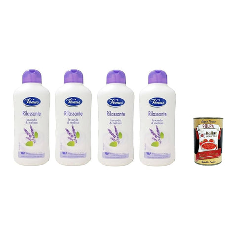 Venus Bagnodoccia Lot De 4 Gels Douche À La Lavande Et À La Mélisse – Peau Douce, Lisse Et Veloutée – Nettoyant Pour Le Corps 650 Ml + Italian Gourmet Polpa 400 G