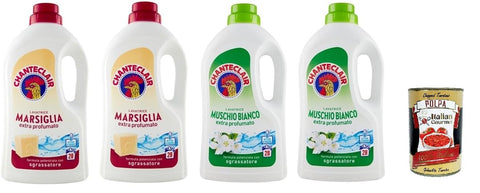 Chanteclair Lavatrice Pack Test Marseille + Lessive Liquide Musc Blanc Pour Machine À Laver – Lessive 28 Lavages 4 X 1260 Ml + Italian Gourmet Polpa 400 G