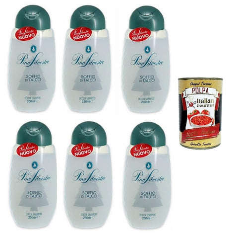 Pino Silvestre Soffio Di Talco Puff Of Talk Lot De 6 Shampoings De Douche 250 Ml + Polpa Italien Gourmet 400 G