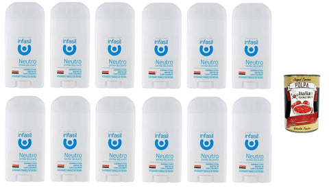 Infasil Neutro Extra Delicato Déodorant En Stick Sans Sels D'aluminium 12 X 50 Ml + Italian Gourmet Polpa 400 G